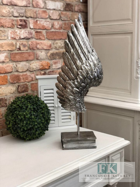OZDOBA DO WNĘTRZ "SKRZYDŁO" stare srebro wys. 60 cm