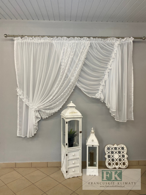 FIRANKA PODWIĄZYWANA 400X180 WOAL HAFTOWANY
