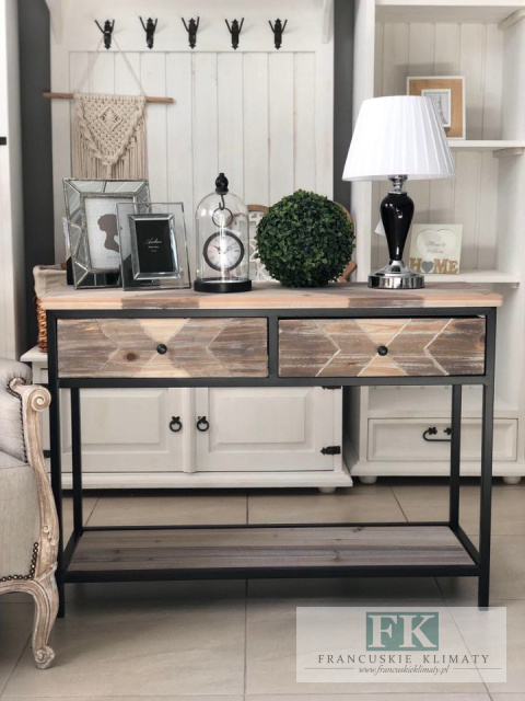 KONSOLA / stolik DREWNO - METAL SZER. 98 CM loft vintage