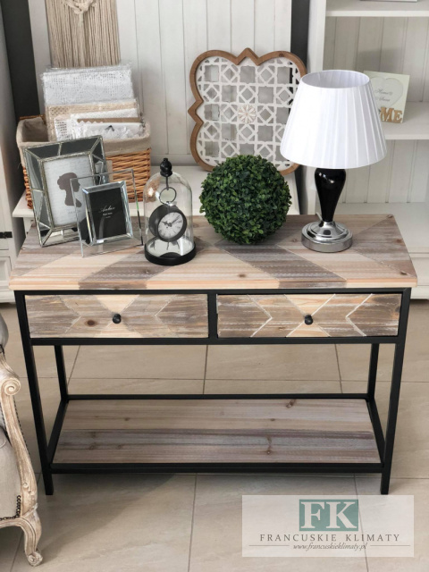KONSOLA / stolik DREWNO - METAL SZER. 98 CM loft vintage
