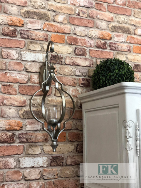 METALOWY LAMPION WISZĄCY 52 cm W KOLORZE SREBRNYM W STYLU PROWANSALSKIM, FRANCUSKIM, SHABBY METALOWY LAMPION WISZĄCY 52 cm W KOLORZE SREBRNYM W STYLU PROWANSALSKIM, FRANCUSKIM, SHABBY