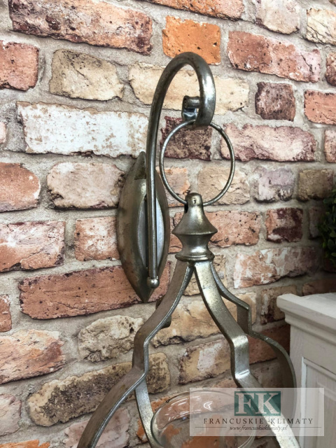 METALOWY LAMPION WISZĄCY 52 cm W KOLORZE SREBRNYM W STYLU PROWANSALSKIM, FRANCUSKIM, SHABBY METALOWY LAMPION WISZĄCY 52 cm W KOLORZE SREBRNYM W STYLU PROWANSALSKIM, FRANCUSKIM, SHABBY