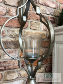 METALOWY LAMPION WISZĄCY 52 cm W KOLORZE SREBRNYM W STYLU PROWANSALSKIM, FRANCUSKIM, SHABBY METALOWY LAMPION WISZĄCY 52 cm W KOLORZE SREBRNYM W STYLU PROWANSALSKIM, FRANCUSKIM, SHABBY