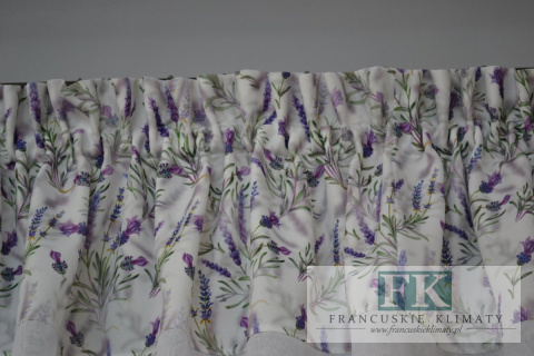 LAMBREKIN LAWENDA BATYST 400/45 , PROWANSJA , SHABBY CHIC, RETRO , VINTAGE falbany