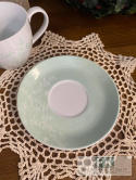 PORCELANOWA FILIŻANKA BIEL-MIĘTA POJ. 250 ML ZE SPODKIEM LISTKI