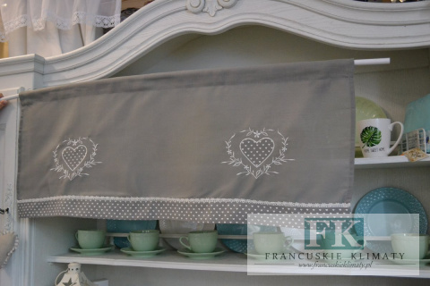 ZAZDROSTKA 40X100 KOLEKCJA SZARE SERCE SHABBY PROWANSJA FRANCJA