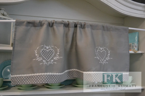 ZAZDROSTKA 40X100 KOLEKCJA SZARE SERCE SHABBY PROWANSJA FRANCJA