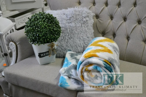 KOC ZYGZAK NIBIESKI-ŻÓŁTY-SWIY NARZUTA SHABBY CHIC VINTAGE