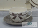 KOLEKCJA CREAM RIBBON FILIŻANKA ZE SPODKIEM poj. 300 ml styl francuski, shabby, vintage KOLEKCJA CREAM RIBBON FILIŻANKA ZE SPODKIEM poj. 300 ml styl francuski, shabby, vintage
