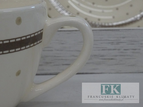 KOLEKCJA CREAM RIBBON FILIŻANKA ZE SPODKIEM poj. 300 ml styl francuski, shabby, vintage KOLEKCJA CREAM RIBBON FILIŻANKA ZE SPODKIEM poj. 300 ml styl francuski, shabby, vintage