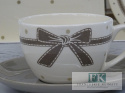 KOLEKCJA CREAM RIBBON FILIŻANKA ZE SPODKIEM poj. 300 ml styl francuski, shabby, vintage KOLEKCJA CREAM RIBBON FILIŻANKA ZE SPODKIEM poj. 300 ml styl francuski, shabby, vintage