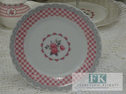 KOLEKCJA PINK ROSES TALERZ DESEROWY śr. 19 cm styl francuski, shabby, vintage