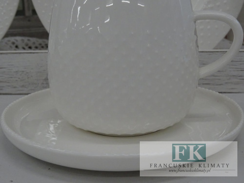 KOLEKCJA WHITE DROP FILIŻANKA ZE SPODKIEM poj. 300ml. styl francuski, shabby, vintage KOLEKCJA WHITE DROP FILIŻANKA ZE SPODKIEM poj. 300ml. styl francuski, shabby, vintage
