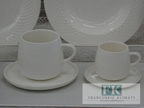 KOLEKCJA WHITE DROP FILIŻANKA ZE SPODKIEM poj. 300ml. styl francuski, shabby, vintage KOLEKCJA WHITE DROP FILIŻANKA ZE SPODKIEM poj. 300ml. styl francuski, shabby, vintage