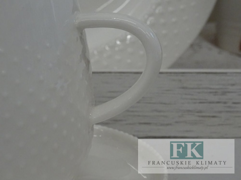 KOLEKCJA WHITE DROP FILIŻANKA ZE SPODKIEM poj. 300ml. styl francuski, shabby, vintage KOLEKCJA WHITE DROP FILIŻANKA ZE SPODKIEM poj. 300ml. styl francuski, shabby, vintage