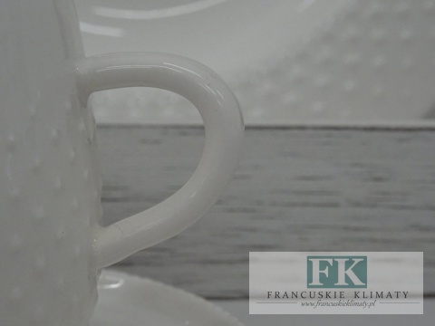 KOLEKCJA WHITE DROP FILIŻANKA ZE SPODKIEM poj. 120 ml. styl francuski, shabby, vintage