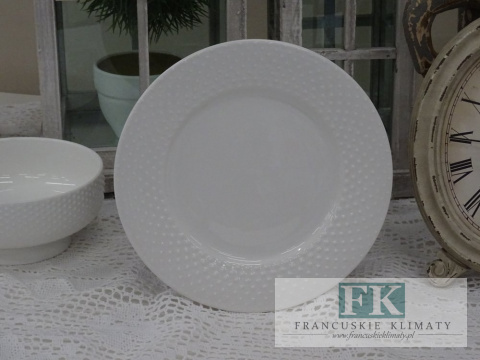 KOLEKCJA WHITE DROP TELERZ DESEROWY śr. 21 cm cmstyl francuski, shabby, vintage