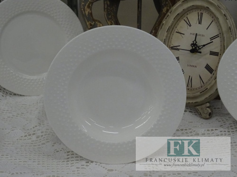 KOLEKCJA WHITE DROP TELERZ GŁĘBOKI śr. 22 cm cmstyl francuski, shabby, vintage