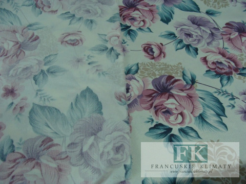 TKANINA ZASŁONOWA OBRUSOWA SZER 180 CM gardenia turkusowa