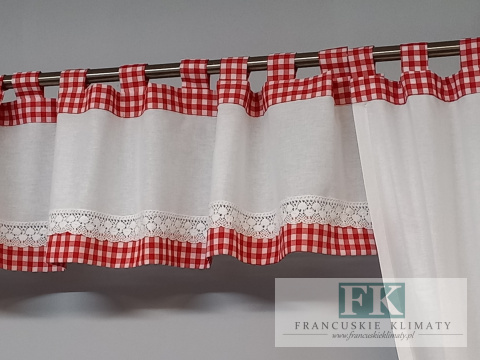 DEKORACJA OKIENNA KRATKA , BOKI , LAMBREKIN PROWANSJA , SHABBY CHIC , VINTAGE , RETRO