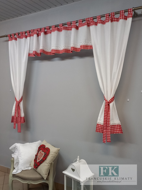 DEKORACJA OKIENNA KRATKA , BOKI , LAMBREKIN PROWANSJA , SHABBY CHIC , VINTAGE , RETRO