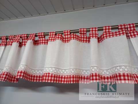 DEKORACJA OKIENNA KRATKA , BOKI , LAMBREKIN PROWANSJA , SHABBY CHIC , VINTAGE , RETRO