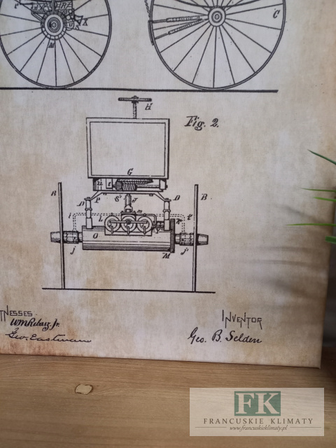 OBRAZ NA PŁÓTNIE 70X50 patent RETRO VINTAGE PATENT OFFICE