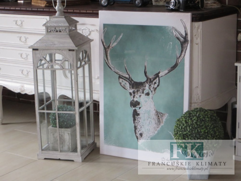 OBRAZ NA PŁÓTNIE 60 X 90 POPIERSIE JELENIA RETRO PROWANSJA SHABBY płótno Cudo OBRAZ NA PŁÓTNIE 60 X 90 POPIERSIE JELENIA RETRO PROWANSJA SHABBY płótno Cudo