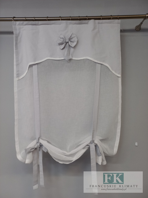 ROLETKA, EKRAN , PANEL PROWANSJA , SHABBY, SZER 90 cm WYS 160 cm BATYST , BAWEŁNA jasnoszara