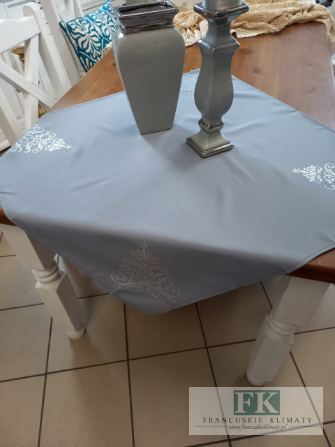 SERWETA BIEŻNIK 85X85 SREBRNA CHOINKA ŚWIĘTA