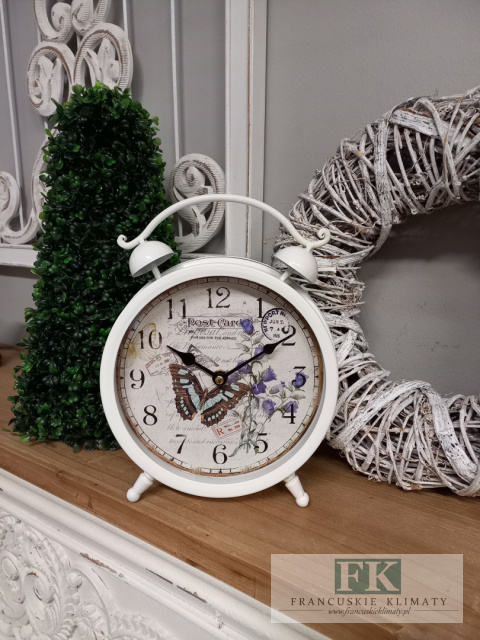 ZEGAR W KSZTAŁCIE BUDZIKA MOTYL 27 CM , metal ZEGAR W KSZTAŁCIE BUDZIKA MOTYL 27 CM , metal