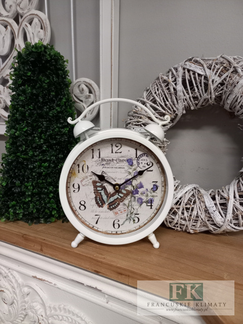 ZEGAR W KSZTAŁCIE BUDZIKA MOTYL 27 CM , metal ZEGAR W KSZTAŁCIE BUDZIKA MOTYL 27 CM , metal