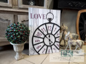 OBRAZ NA PŁÓTNIE Z ZEGAREM METAL STOPER 70X50 SHABBY VINTAGE RETRO