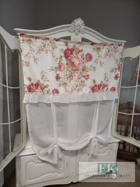 FIRANA EKRAN PANEL ROLETKA KWIATY FALBANA BATYST PROWANSJA VINTAGE