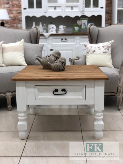 lite drewno STOLIK KAWOWY 75 x 75 cm PROWANSJA nowy