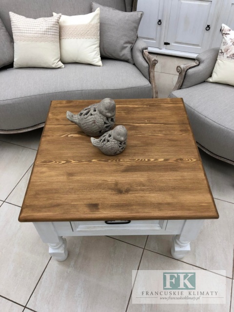 lite drewno STOLIK KAWOWY 75 x 75 cm PROWANSJA nowy