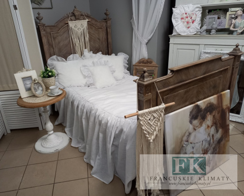 EKSKLUZYWNY KPL NARZUTA + 3 PODUSZKI FRANCJA FALBANY NATURA LEN