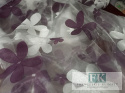 TKANINA MATERIAŁ ORGANZA KWIATY SZER 280 FIOLET - ŁAMANA BIEL TKANINA MATERIAŁ ORGANZA KWIATY SZER 280 FIOLET - ŁAMANA BIEL