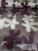 TKANINA MATERIAŁ ORGANZA KWIATY SZER 280 FIOLET - ŁAMANA BIEL TKANINA MATERIAŁ ORGANZA KWIATY SZER 280 FIOLET - ŁAMANA BIEL