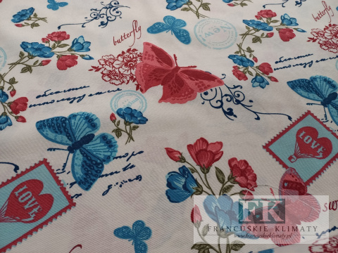 ! MATERIAŁ TKANINA SZER 180 CM MOTYLKI ZASŁONOWA OBRUSOWA