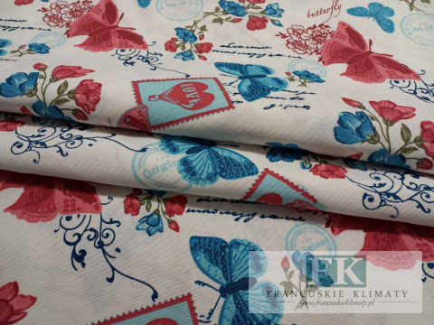 ! MATERIAŁ TKANINA SZER 180 CM MOTYLKI ZASŁONOWA OBRUSOWA