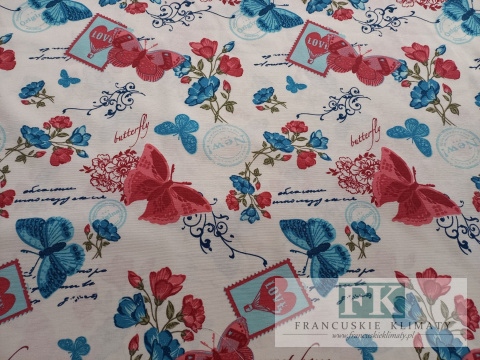 ! MATERIAŁ TKANINA SZER 180 CM MOTYLKI ZASŁONOWA OBRUSOWA