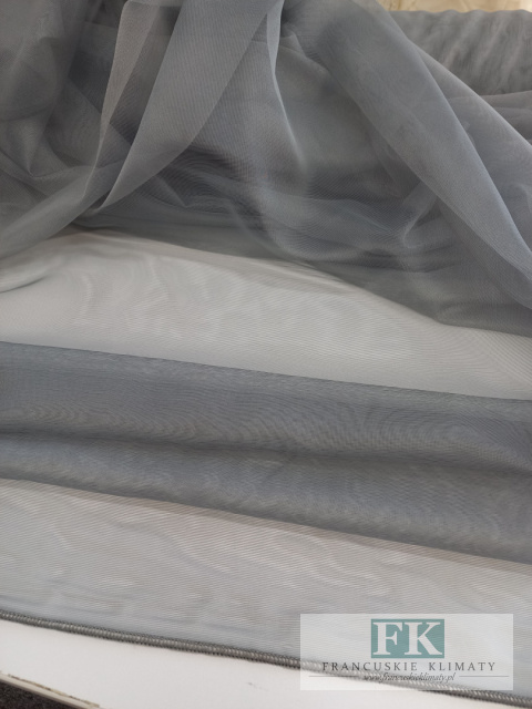 MATERIAŁ TKANINA MARKIZETA , TIUL DROBNIUTKA SIATECZKA STALOWA 300 CM
