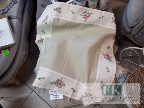 CUDO ! BIEŻNIK RÓŻE SERWETA 85X85 len haft NATURA CUDO ! BIEŻNIK RÓŻE SERWETA 85X85 len haft NATURA