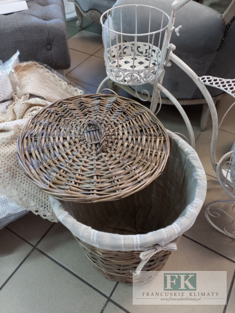 KOSZ brudniak wiklina plecionka Z POKRYWĄ 43 CM OKRĄGŁY KOSZ brudniak wiklina plecionka Z POKRYWĄ 43 CM OKRĄGŁY