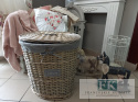 KOSZ brudniak wiklina plecionka Z POKRYWĄ 43CM OWAL