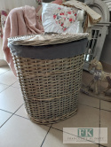 KOSZ brudniak wiklina plecionka Z POKRYWĄ 43CM OWAL