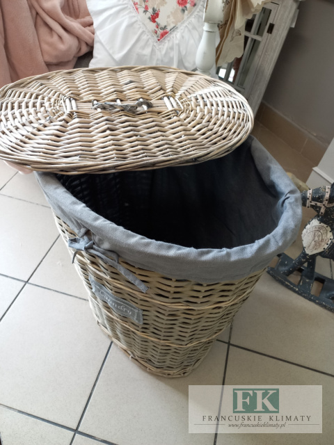 KOSZ brudniak wiklina plecionka Z POKRYWĄ 43CM OWAL