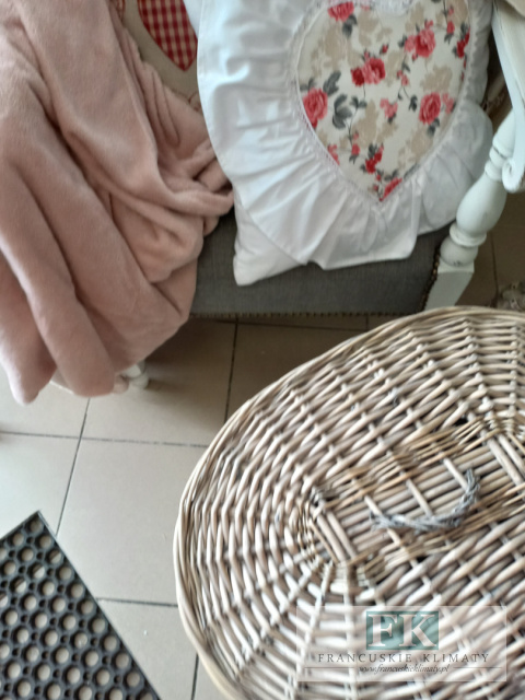 KOSZ brudniak wiklina plecionka Z POKRYWĄ 43CM OWAL
