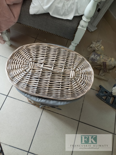 KOSZ brudniak wiklina plecionka Z POKRYWĄ 43CM OWAL